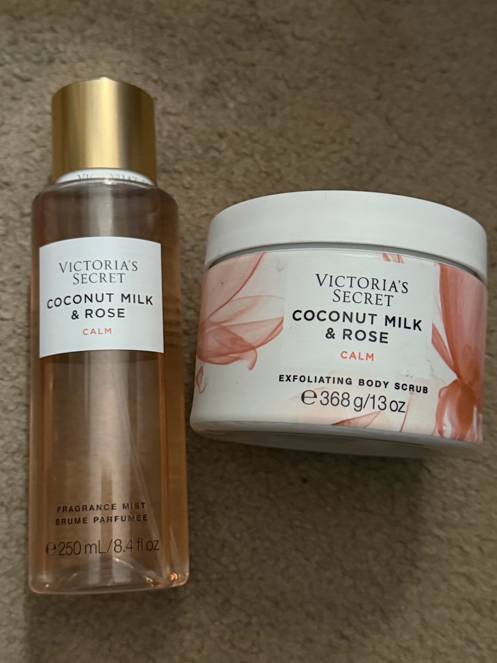 Victoria's Secret Coconut Milk & Rose Body Mist and Exfoliating Scrub (see pics)